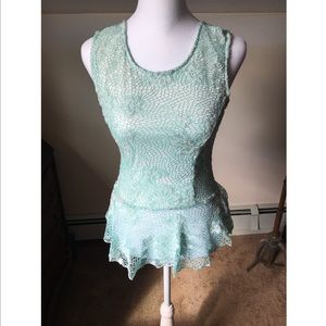 Alt. b Turquoise Lace Fit & Flare low back Blouse size Small